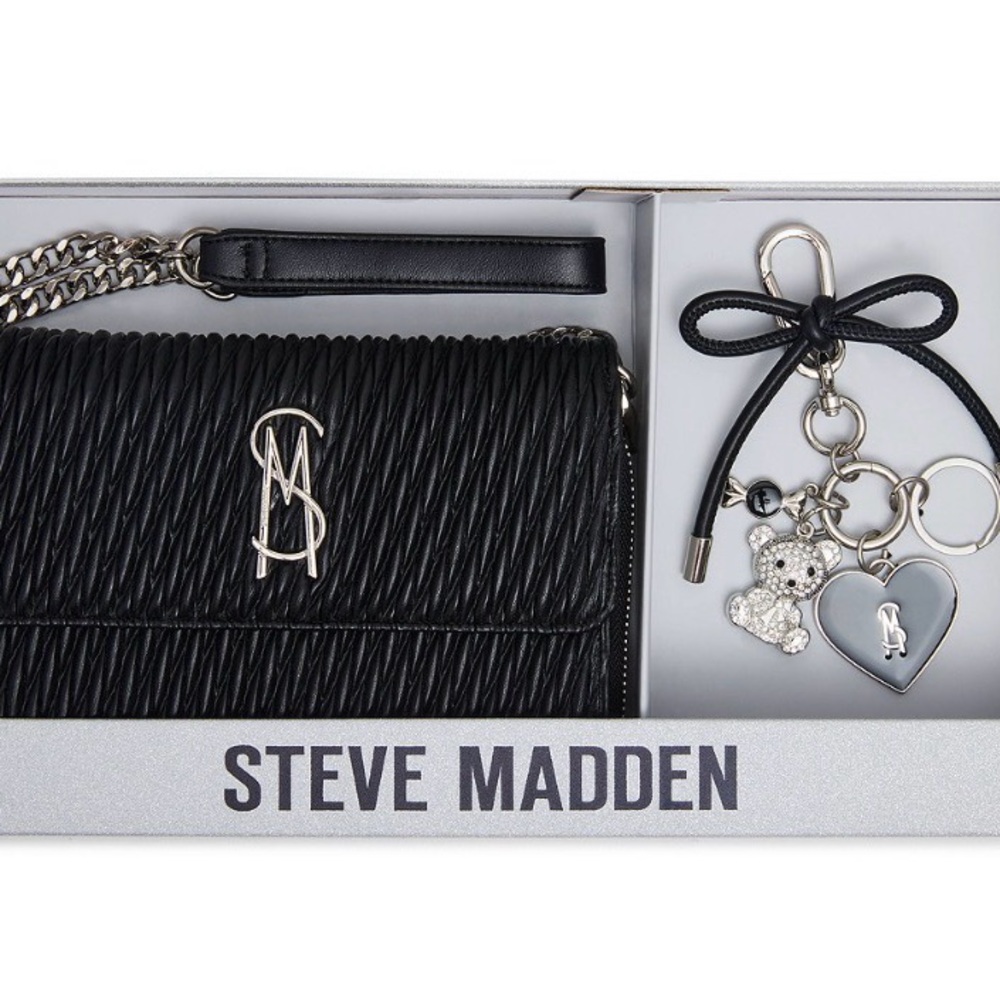 Steve Madden Black Key & Card Holder Set
